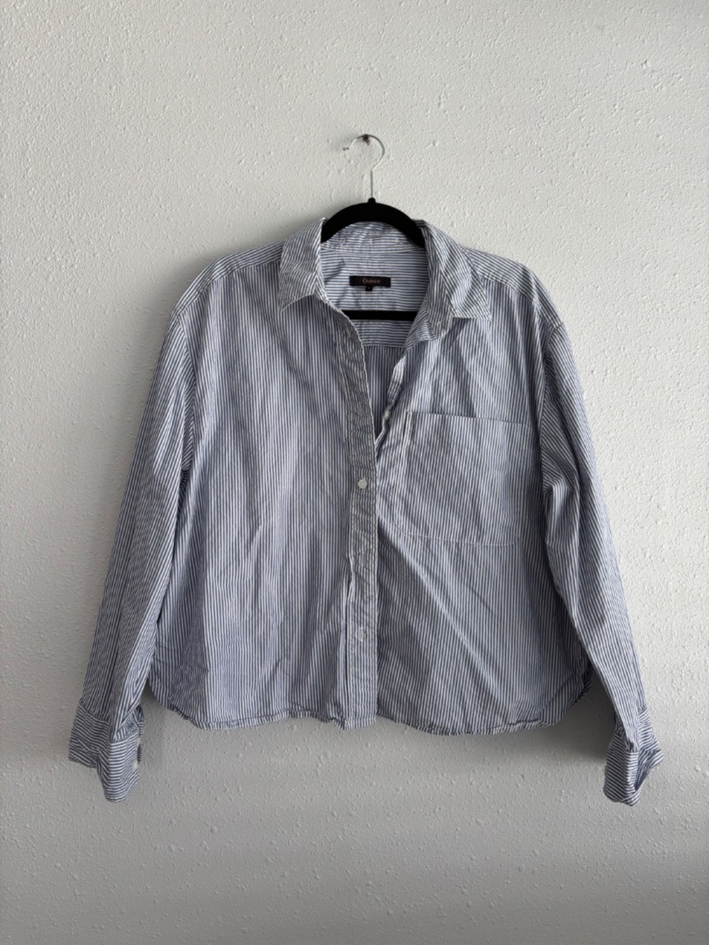 Quince • 100% Organic Cotton Poplin Cropped Long Sleeve Shirt Striped - Picture 5 of 9